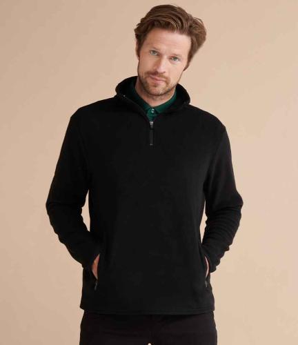 Henbury Zip Neck Micro Fleece - BLK - XXL